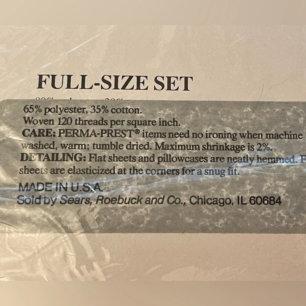 🆕Sears Full-Size Sheet Set beige with‎ Purple Floral cottage core 1980s double